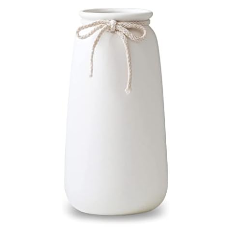 JUZAI 10'' White Ceramic Vase for Decor Cover