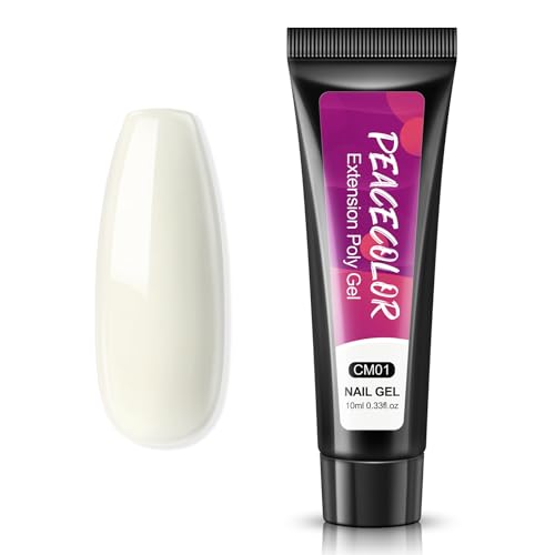 PEACECOLOR ポリジェル ジェルネイル ホワイト 白 長さ出しネイル ネイルアート ジェルネイル カラー セルフネイル ネイルデザイン 自宅ネイルサロン 初心者 単品 10MLのサムネイル