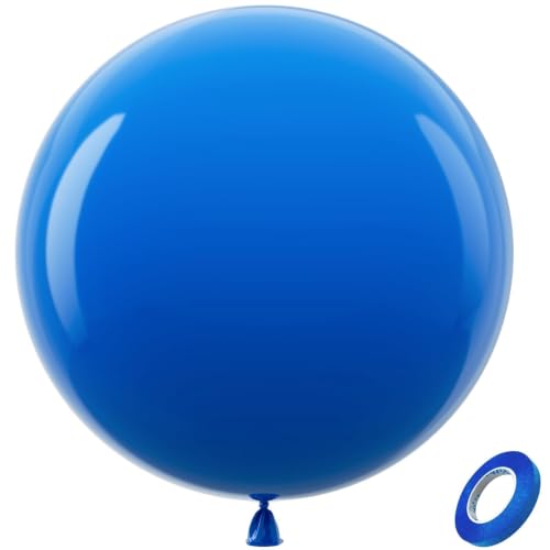 Image of Bezente Royal Blue Latex Party Round Balloons 36 Inch 8 Pack