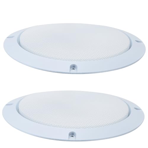 Housoutil 2pcs Speaker Grille Cover Protective Mesh Horn Guard for Audio Speakers White Design Easy Installation for Home Car Use
