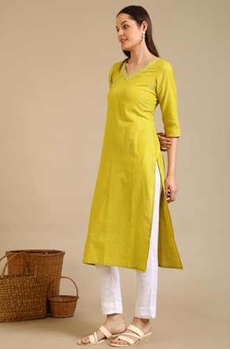 Image of Aurelia Women's Embellished Cotton Lurex Straight Kurta