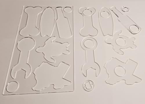 6 Flaschenöffner, Acryl-Fräs-Vorlagen, Charcuterie-Brett-Griffschablone, Acryl-Fräser-Vorlagen für Holzbearbeitung und Handwerk (Stil 2)