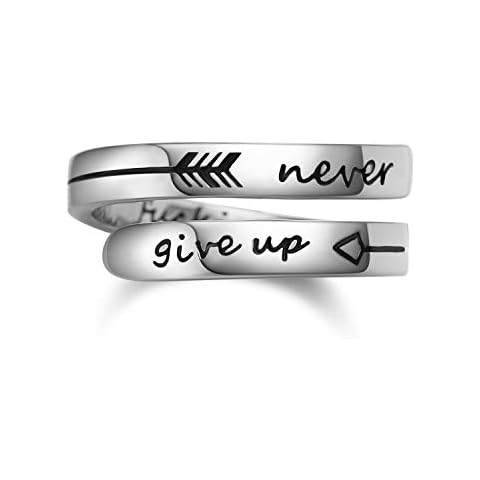 GDDX Thumb Never Give Up Rings Sterling Silver Adjustable Band Rings Jewellery for Women Mens (Never give up) Cover