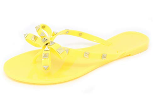 Image of TOP Moda Womens Studded Jelly Flip Flops Sandals with Bow