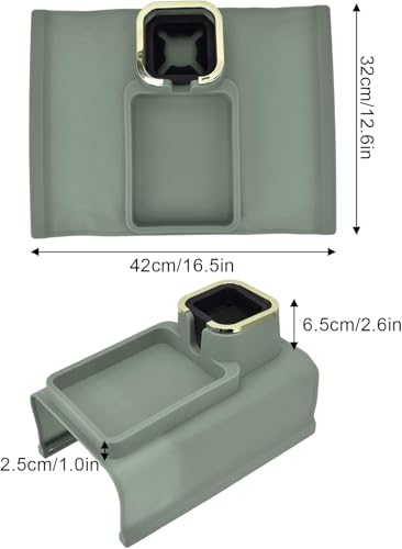 Image of Couch Cup Holder Tray, Multifunction Large Tray Sofa Arm Cup Holder Spill Proof Nonslip Base for Office for Dormitory (Green)