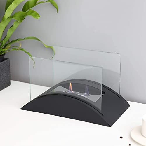 Rectangular Tabletop Fire Bowl Pot 13.5" L Portable Tabletop Fireplace Clean Burning Bio Ethanol Ventless Fireplace For Indoor Outdoor Patio Parties Events(Black) #TOP4