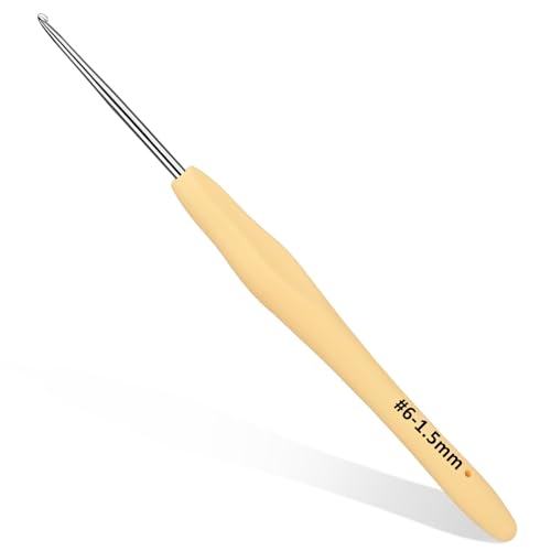 Image of SHWAKK Lace Crochet Hook, 1.5 mm Small Ergonomic Crochet Hook, Tiny Crochet Needles for Arthritic Hands, Knitting Needles with Soft Handle Beginners and Experienced Hobbyists
