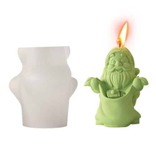 Zayookey Christmas Candle Mold Santa Claus Candle Mold with Backpack Xmas Candle Making Molds Silicone 3D DIY Resin Casting Mold Silicone Mold for Candle Making Home Decorate (Santa with Gifts)