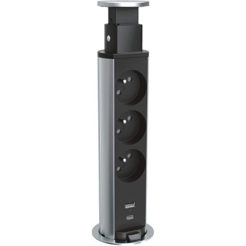 Bloc Prise escamotable Legrand Incara Tower 3 PC et 2 USB AC