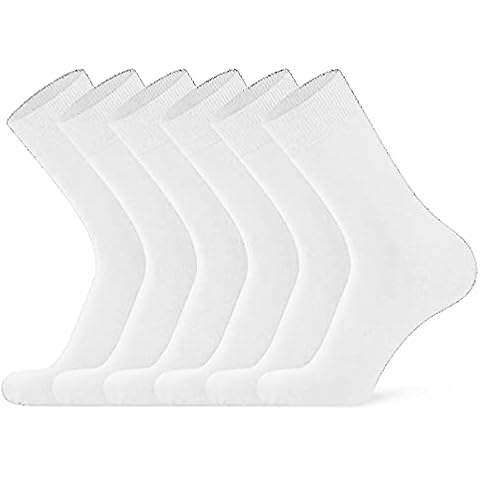 (6-Pack) Men’s Smart Socks | Multi -Stripe Multi-Color Patterned Socks, Plain Socks, Rich Cotton Dress Work Socks, Heel and Toe Socks, Comfortable Mens Socks 6 -11 (Plain White 6 Pairs) Cover