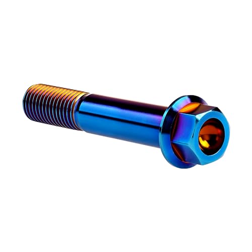 Image of Titanium Bolt M12 30 35 40 45 50 55 60 65 70 75 80 85 90mm Hex Small Flange Head for Motorcycle Car Modification Pack of 4 (M12x65mm Pitch 1.25, Burnt Blue)