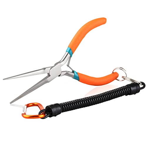 SPEEDWOX 6-Inch Needle Nose Pliers with Anti-Loss Lanyard Mini Long Nose Pliers with Non Serrated Edge Mini Precision Wire Looping Pliers for Hard to Reach Narrow Spaces