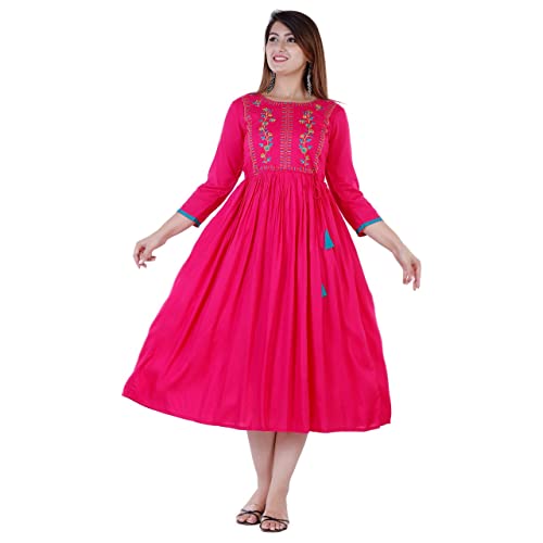 Image of Women's Rayon Embroidery Anarkali Kurta