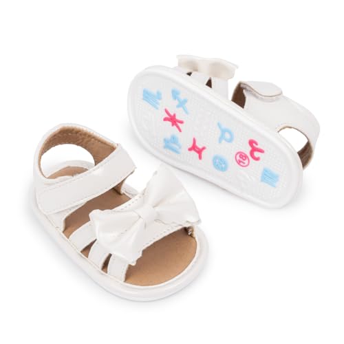 Image of HsdsBebe Baby Girls Sandals Bohemia Flower Bow Soft Sole Toddler First Walkers Beach Summer Shoes