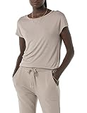 punto mujer el corte ingles tallas grandes Corte cómodo y fluido Daily Ritual Camiseta de Cuello Tipo Barco de Manga Corta, Ajuste Estándar y de Punto Mujer, Gris Humo, L