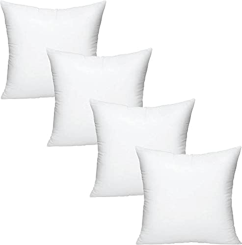 4everPrime Set of 4 - Hypoallergenic Square Cushion Inner Pads Inserts Fillers - Pack of 4 - 100% Virgin Hollow Fibre SOFT and BOUNCY Pack of 4 | 16 x 16 INCH (40x40 CM)