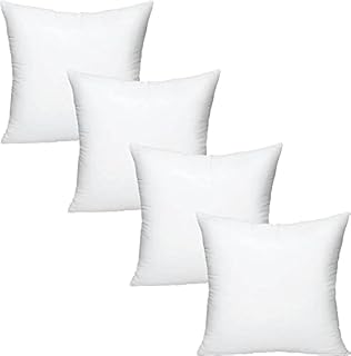 4everPrime Set of 4 - Hypoallergenic Square Cushion Inner Pads Inserts Fillers - Pack of 4 - 100% Virgin Hollow Fibre SOFT and BOUNCY Pack of 4 | 16 x 16 INCH (40x40 CM)