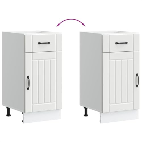 QJBSAVVA Kitchen Base Cabinet Lucca White 40 x 46 x 81.5 cm Engineered Wood Freestanding Storage Unit with Adjustable Feet for Modern Kitchen Pantry Cupboard - Image 8