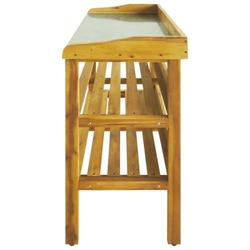 Table de pot compacte en bois d'acacia massif pour terrasse