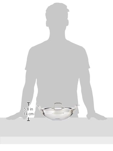 Image of Tosaa Triply Stainless Steel 26 cm Kadai with Lid /Indian Wok|Even Heat Distribution| Consumes Less Oil|Easy to Clean|Gas Stove Compatible - 2650 ml