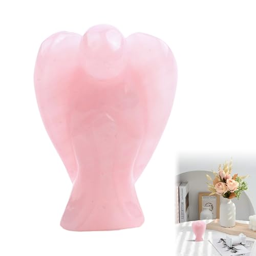Rose Quartz Crystal Guardian Angel Symbolizes Love and Peace 1.5'' Healing Crystal Gemstone Pocket Angel for Meditation and Emotional Balance Figurine Gifts for Women, Christmas Ornaments, Room Decor