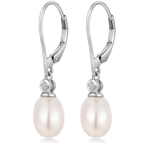 Boucles D'Oreille Perle Blanche 10mm,Boucle Doreille Perle De Culture Bijoux Femme Argent,Créoles Bijoux,