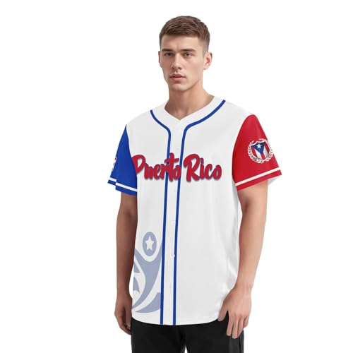 Camiseta de béisbol personalizada Puerto Rico, jersey puertorriqueño para softball, con botones, para juegos y eventos miniatura 7