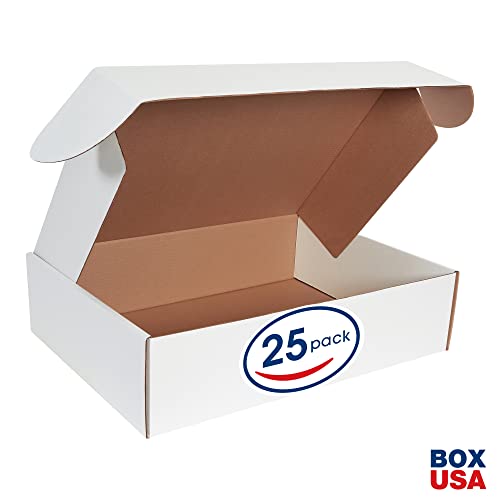 Image of Box USA 24 inch Deluxe Shipping Boxes 24 inchL x 18 inchW x 6 inchH, 25-Pack - White Box Mailers for Packaging, Storage, Gifts or Bulk Business Orders
