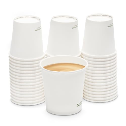 wisefood Kaffeebecher to go [100ml] Cappuccino Pappbecher einweg hitzebeständig [50 Stk] Coffee to Go Becher Pappbecher weiß kompostierbare Bio Kaffeebecher Becher für Heißgetränke Event Party