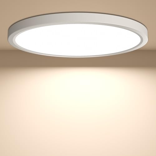 YiLaie Plafonnier LED plat 24 W 4000 K 2640 lm - Étanche IP44 - Lampe de salle de bain moderne - Pour salle de bain, chambre à coucher, cuisine, couloir,...