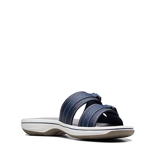 Clarks Clarks Cloudsteppers Women's Breeze Piper Slide Sandal, Navy Synthetic, 8 Medium US
