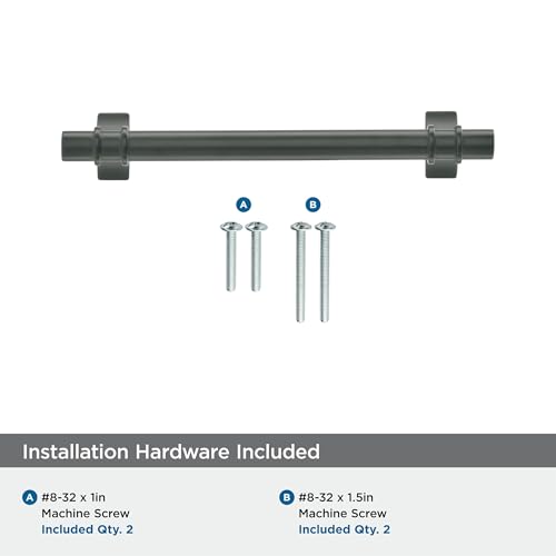 Image of Amerock | Cabinet Pull | Matte Black | 5-1 /16 inch (128 mm) Center to Center | Davenport | 1 Pack | Drawer Pull | Drawer Handle | Cabinet Hardware