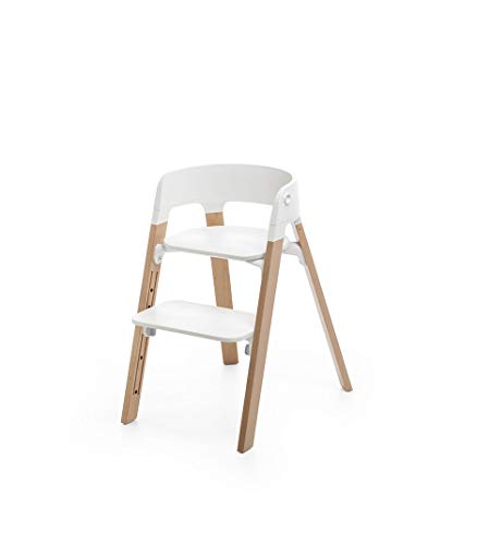 Image of Stokke Steps 5-in-1 Adjustable Baby High Chair, Natural Legs and White Seat (Chair Only)