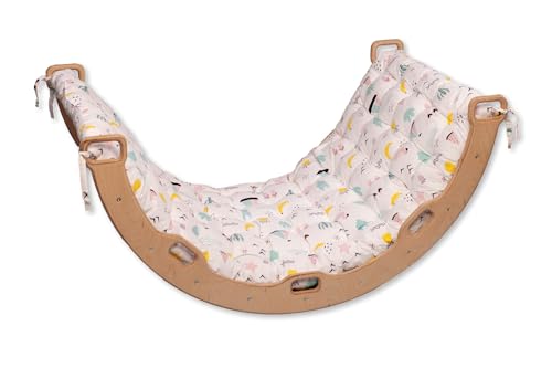 Wooden Climbing & Rocker Arch with Pillow (Flamingo)