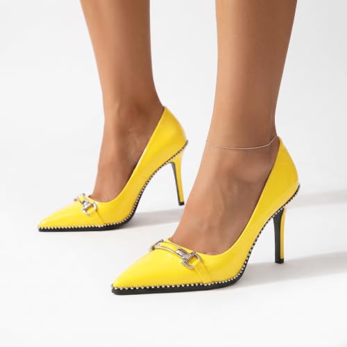 Image of Women's High Heel Pumps Stiletto Heel Pumps for Women Pointed Toe Heels Elegant Classic 3.5 Inch Beaded Pumps