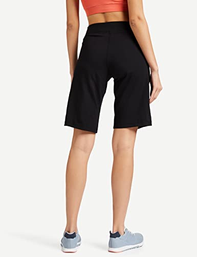 Image of Enamor E044 Mid-Rise Stretch Cotton City Shorts for Women with Zipper Pockets(E044 JET BLACK M)