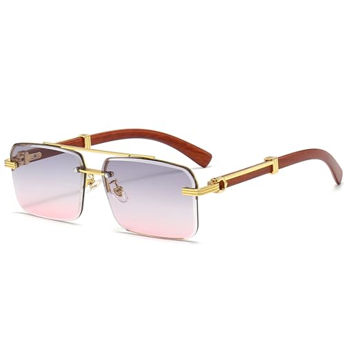 Image of Fashion Rimless Rectangle Sunglasses Mens Womens Frameless Square Sun Glasses UV 400