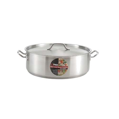 Winco Stainless Steel Brazier with Cover, 17.7 x 5.9 inch - 1 set.