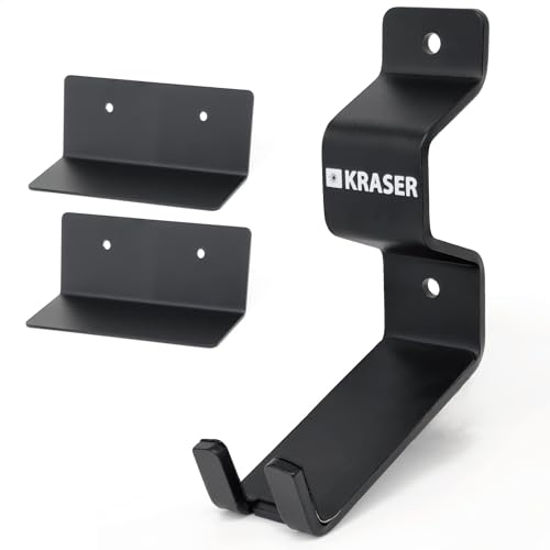 KRASER KR42P Soporte Bicicletas Pared con Anclaje Antirrobo 2en1 | Colgador Bicicleta por Pedal con Punto para Asegurar con Cadena | Doble Apoyo Rueda, Acero Reforzado 5mm | Compatible E Bike MTB