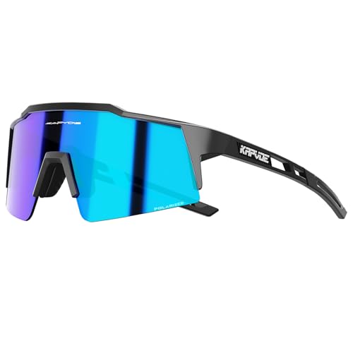 KAPVOE Polarizadas Gafas Ciclismo Protección UV400 TR90 Deportivas Mujer Hombre MTB BTT Bicicleta Running Bici Correr Voleibol Tenis Conducir Pesca Deporte Lentes Montana 01 negra azul