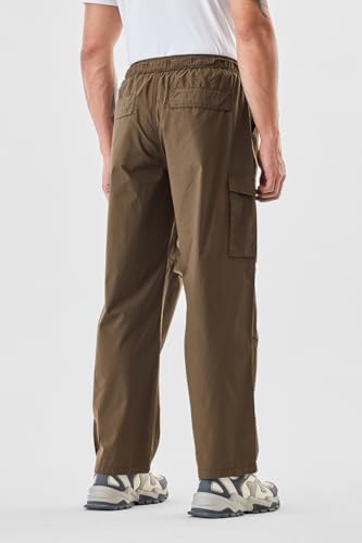 Image of SNITCH Men Cargo Pants | Loose Fit with Elastic Waistband & Drawstring | 100% Cotton Fabric with Utility Pockets | Streetwear Style for Casual Outings
