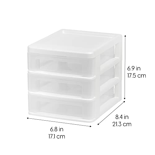 image for IRIS USA Plastic Stacking Desk Top 3-Drawer Storage Organizer, 4-Pack,