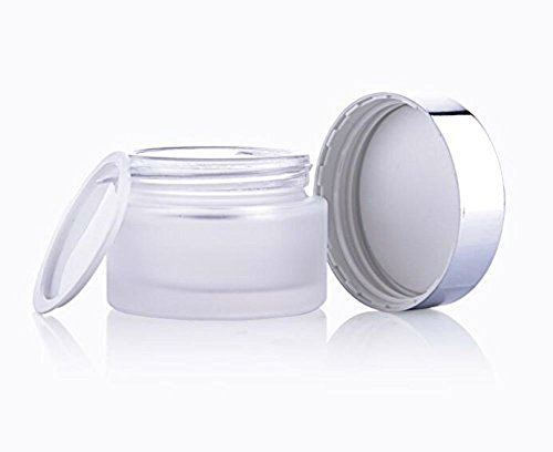 AKOAK 3 PCS 30g Refillable Frosted Glass Cream Jar Bottle Container with Silver Alumite Lids