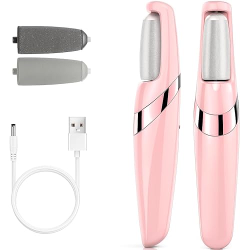 Lixa de Pé Elétrica Recarregável Removedor de Calos com 2 Velocidades, Lanterna LED, Lixa Extra, Design Ergonômico Portátil Spa dos Pés Raspador Elétrico USB Rosa Para Pés Suaves e Macios