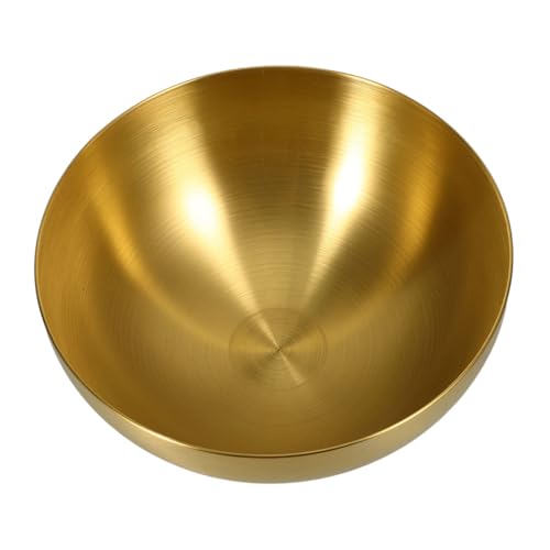Angoily Bol de Acero Inoxidable Dorado para Ensaladas y Fideos Reutilizable Resistente y Versátil para Cocina Coreana y Servir Alimentos