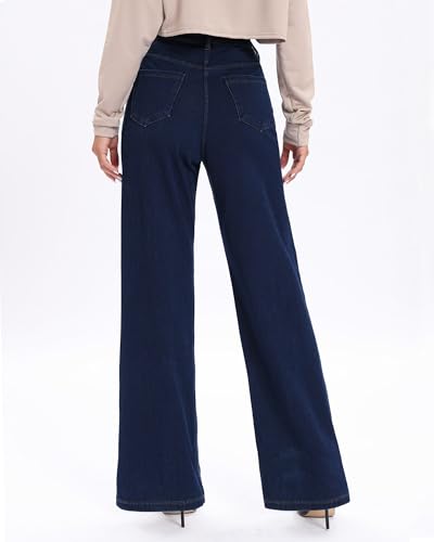 Pull On Jeans for Women Wide Leg High Waisted Stretch Baggy Jeans Casual Trendy Straight Denim Pants3