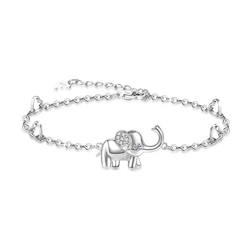 OneSight Elephant Ankle Bracelet for Women 925 Sterling Silver Elephants Anklet Jewelry (Large Bracelet)