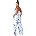 LightlyKiss Women's Summer Sexy Sleeveless Jumpsuit Fashion Open Back Jumpsuits Elegant Wide Leg Pants Rompers Blue.