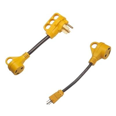 RV Power Adapter Camper Cord-50amp Male to 30amp Female NEMA14-50P to TT-30R + 15A Male to 30A Female NEMA 5-15P to TT-30R,12 Inch 10/3 STW