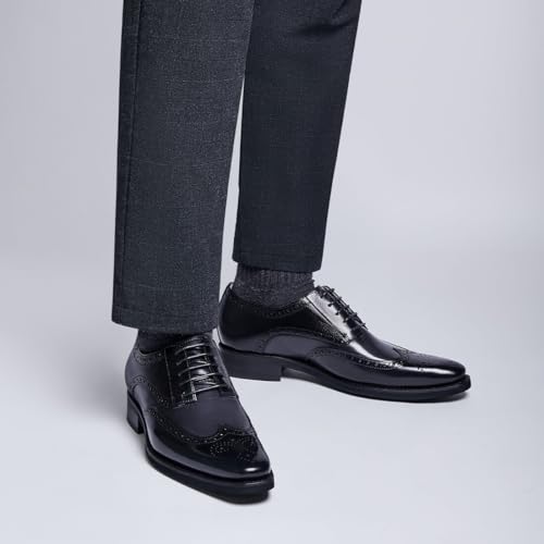 Image of Men's Dress Shoes Genuine Leather Oxfords Luxury Formal Business Suit Shoes with Blake Rapid Stitch